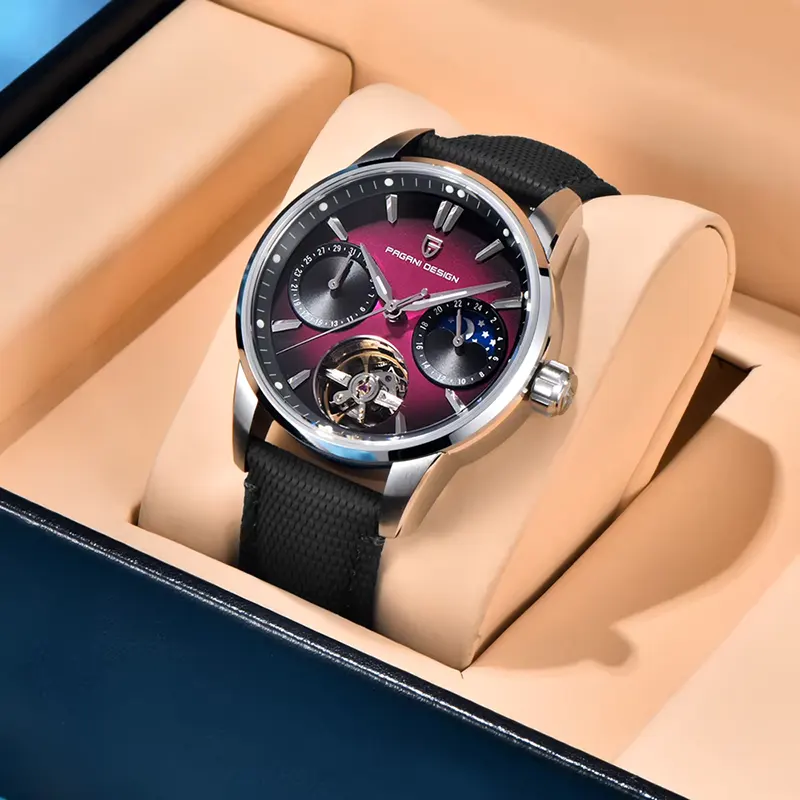 Pagani Design Tourbillon Moonphase Purple Dial Men's Watch- PD-YS021